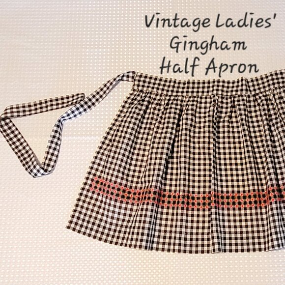 Vintage Hand-Made Gingham Cotton Half-Apron - Picture 1 of 2